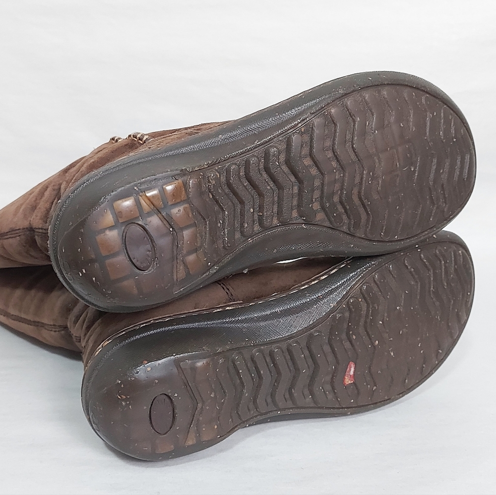UGG Brown Leather Sheepskin Boots Women Size 7 Slouchy Pullon Cozy Winter Shoes - Picture 15 of 15